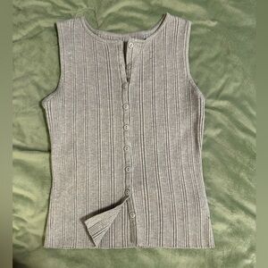 Gray Ribbed Knit Sweater Tank